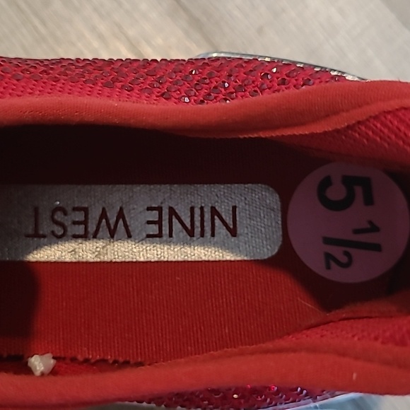 Nine West Red Rhinestone Slip-On Sneakers Size 5.5 - Picture 8 of 9